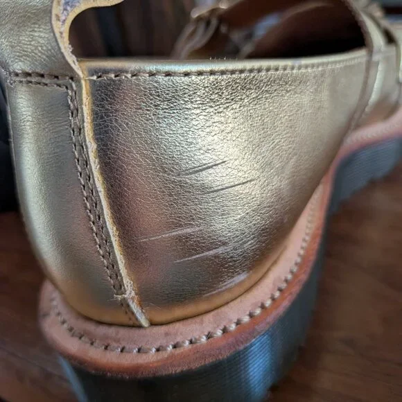 Dr Doc Martens Abril Mary Jane Loafer Tassel Kiltie Women's Size 8 Metallic Gold - Picture 7 of 7